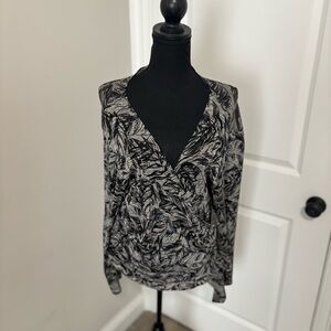Coldwater Creek Black and Gray Patterned Blouse